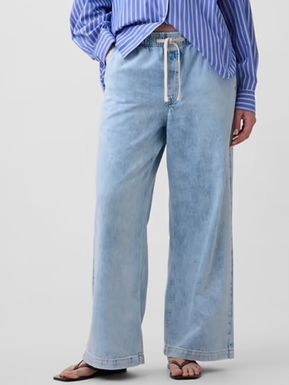 GAP Light Blue Relaxed Wide-Leg Drawstring Jeans